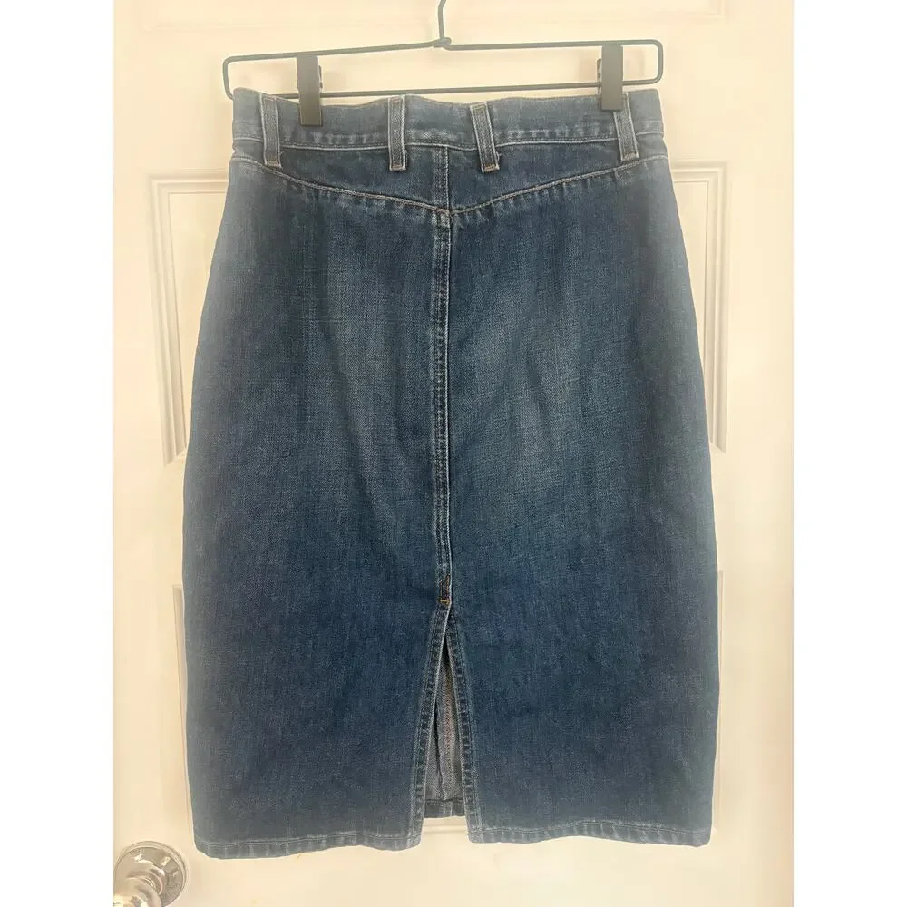 Vintage Gap Jeans Pintuck Denim Pencil Skirt - Size 2 Regular - Dark Wash